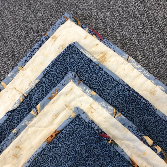 Handcrafted Patchwork Lap Quilt Stars and Trees Design 43x40 - Picture 5 of 6